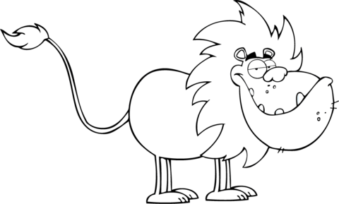 Joyful Cartoon Lion Coloring Page